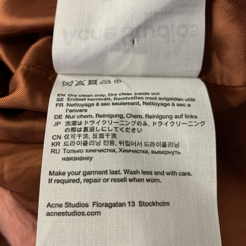 ACNE STUDIOS Size S Rose Polyester Textured Faux Fur Belted Coat