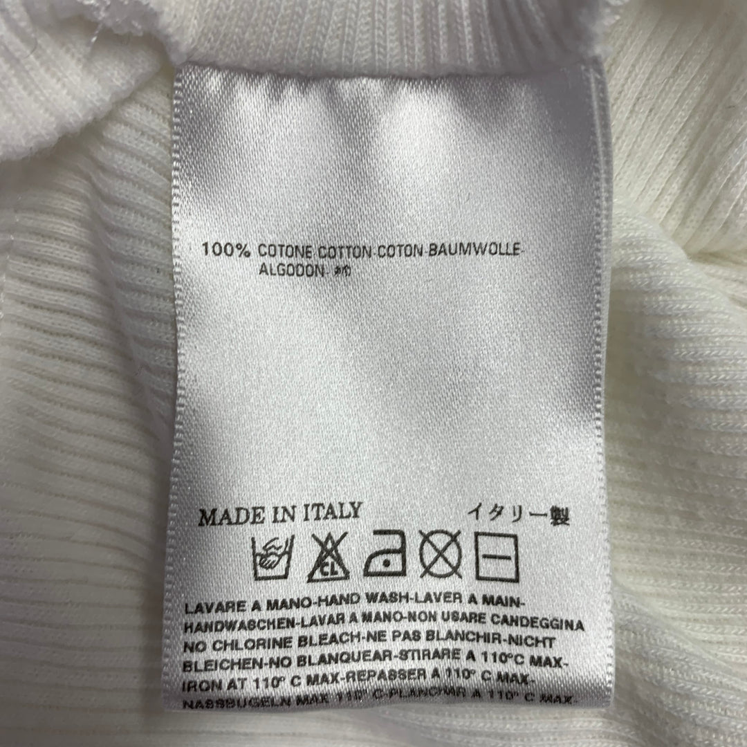 MARTIN MARGIELA Size M White Ribbed Cotton Henley Long Sleeve T-shirt
