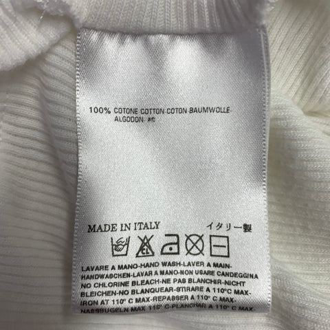 MARTIN MARGIELA Size M White Ribbed Cotton Henley Long Sleeve T-shirt