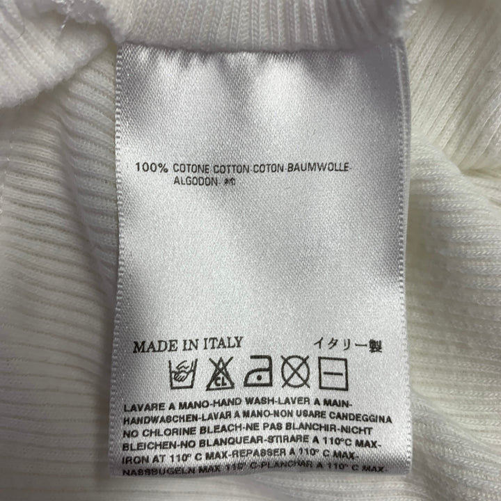 MARTIN MARGIELA Size M White Ribbed Cotton Henley Long Sleeve T-shirt