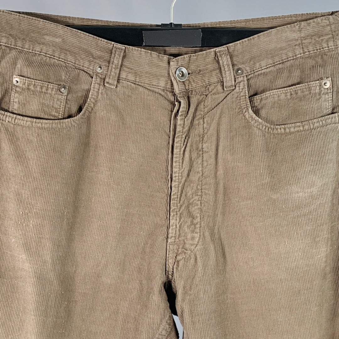 DRKSHDW Size 33 Grey Taupe Corduroy Cotton Distressed Raw Edge Button Fly Casual Pants