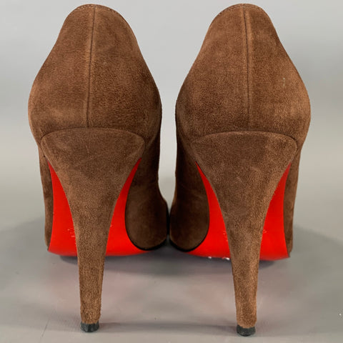 CHRISTIAN LOUBOUTIN Size 6.5 Brown Red Leather Suede Almond Toe Pumps