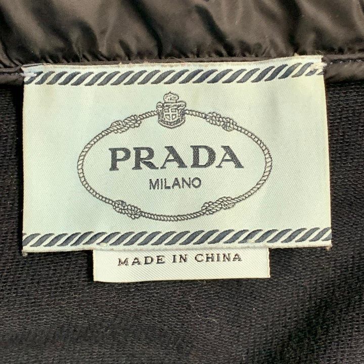 PRADA Size M Navy Cotton Blend Hooded Zip Up Jacket
