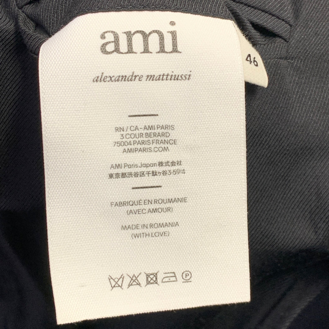 AMI by ALEXANDRE MATTIUSSI Size 36 Fuchsia Pink Black Wool Peak Lapel Sport Coat