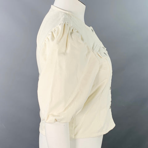 PIECES Size L Cream Cotton Twill Snaps Cape