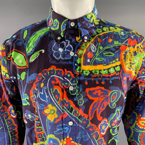RALPH LAUREN Size M Navy Blue Floral Paisley Long Sleeve Shirt