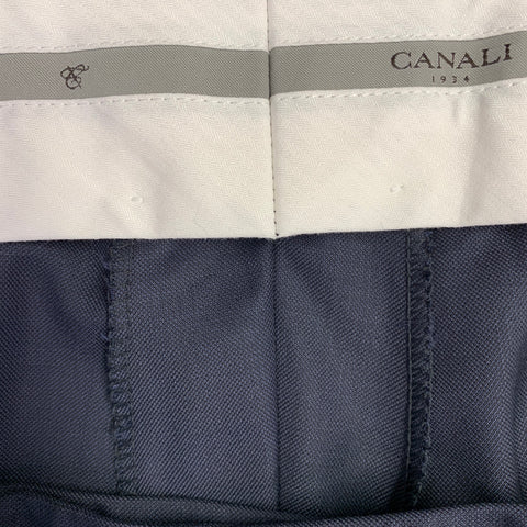 CANALI Size 42 Navy Wool Flat Front Dress Pants