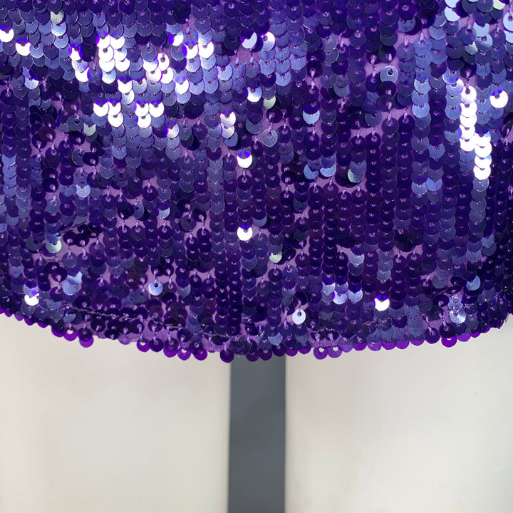 DRIES VAN NOTEN Size 38 Purple Sequined Viscose Hidden Buttons Long Sleeve Shirt