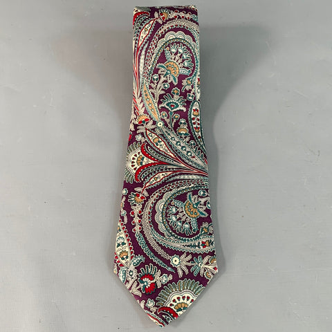CHRISTIAN DIOR Purple Multi Color Paisley Tie