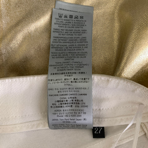 TOM FORD Size 27 Gold White Cotton Elastane Metallic Zip Fly Jeans