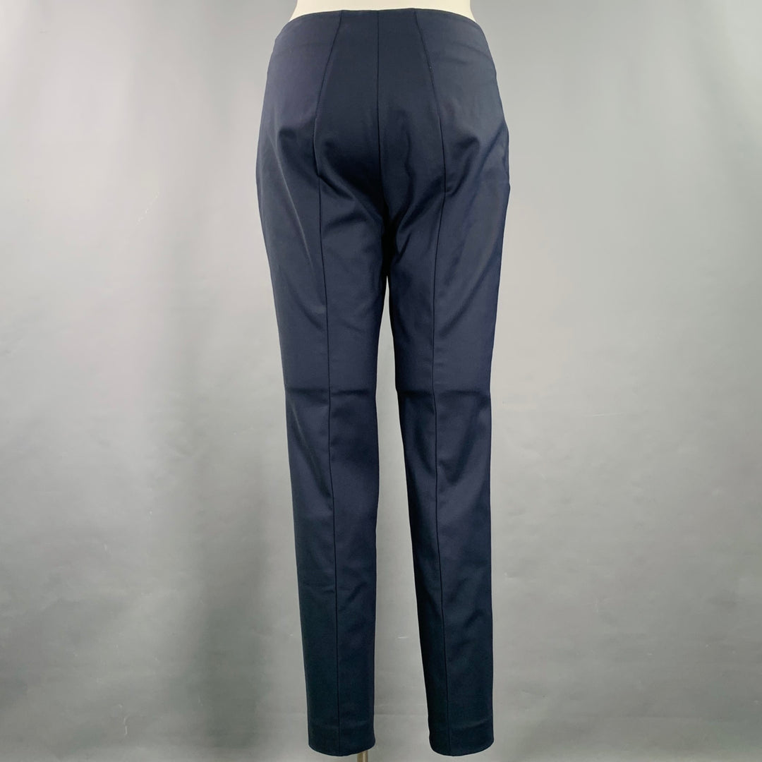 AKRIS Size 12 Navy Cotton Blend Side Zipper Dress Pants
