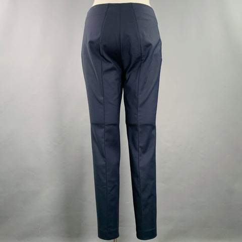 AKRIS Size 12 Navy Cotton Blend Side Zipper Dress Pants