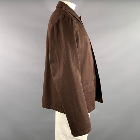 LEMAIRE Size 42 Brown Cotton Linen Cropped Jacket