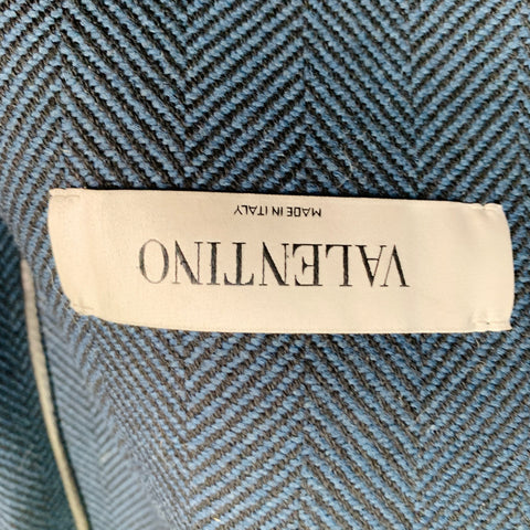 VALENTINO Size 38 Navy Lambskin Leather Double Breasted Belted Trenchcoat