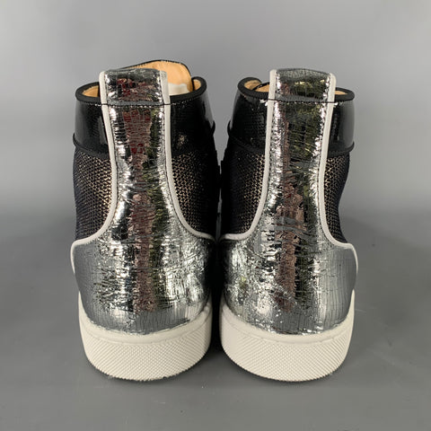 CHRISTIAN LOUBOUTIN Size 8.5 Black Metallic Studded Sneakers