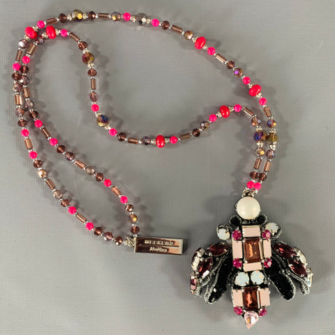 MAX MARA Pink Purple Beaded Glass Insect Necklace