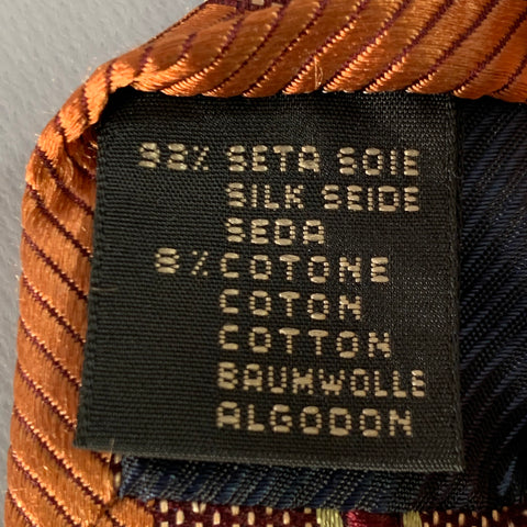 ERMENEGILDO ZEGNA Brown Copper Diagonal Stripe Silk Cotton Tie