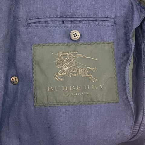 BURBERRY PRORSUM Spring 2015 Size 40 Navy Linen Trench Coat