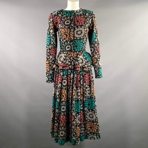 MISSONI Size S Grey Teal Wool Blend Floral Mid Calf Set