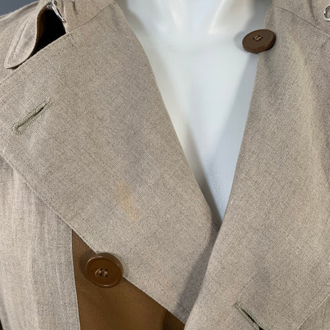 DIOR HOMME SS12 Taille 34 Trench-coat en lin beige à boutons cachés