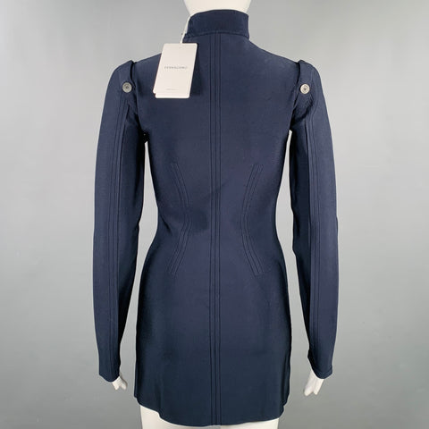 SALVATORE FERRAGAMO Size XS Navy Viscose Blend Asymmetrical Mini Dress