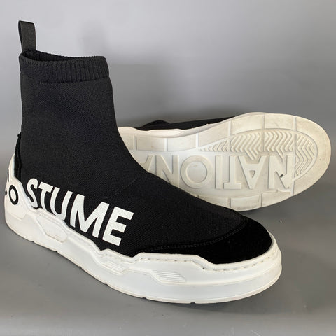 CoSTUME NATIONAL Size 9 Black White Fabric Pull On Boots