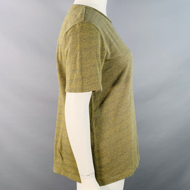 PAUL SMITH Size L Yellow Blue Cotton Melange Crew Neck T-Shirt