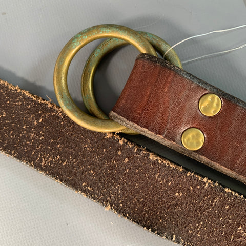 POLO by RALPH LAUREN Vintage Size S Brown Leather Double Ring Belt