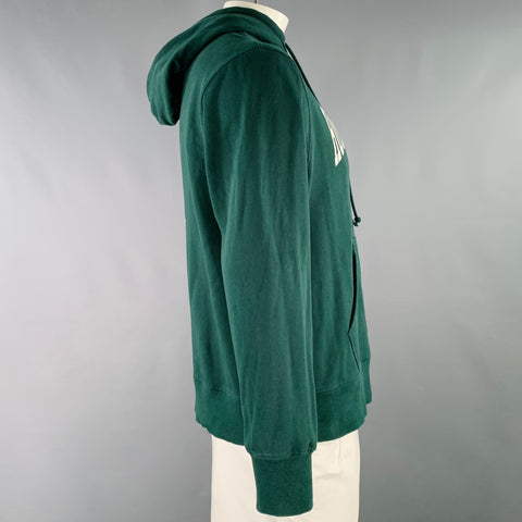 ROWING BLAZERS Size L Green White Logo Cotton Hoodie Sweatshirt