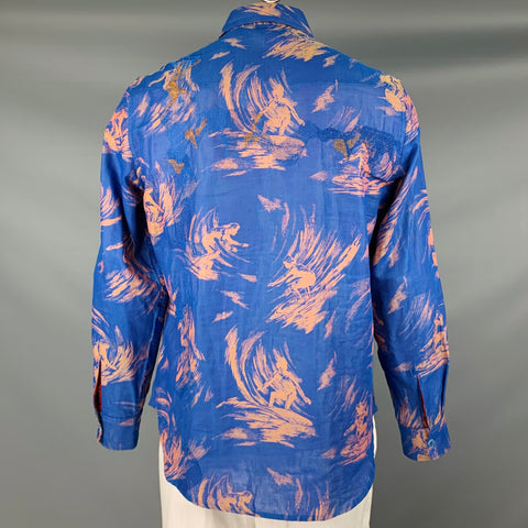 ROBERT GRAHAM Size L Blue Orange Hawaiian Print Cotton Long Sleeve Shirt