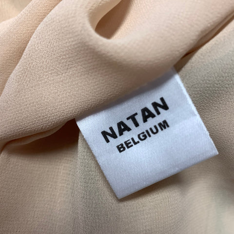 NATAN COLLECTION Size 8 Beige Green Silk Leafs Shift Knee Length Dress