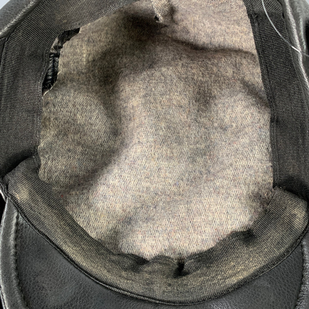 VINTAGE Black Leather Flat Cap Hat