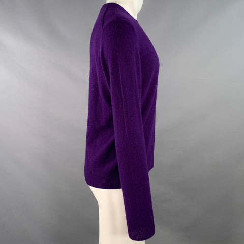 ATM Size M Purple Knit Cashmere Exposed Seam Crew Neck Pullover