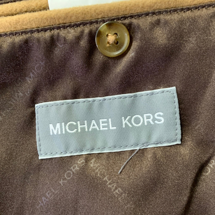 MICHAEL KORS Size XXXL Camel Wool Blend Notch Lapel Coat