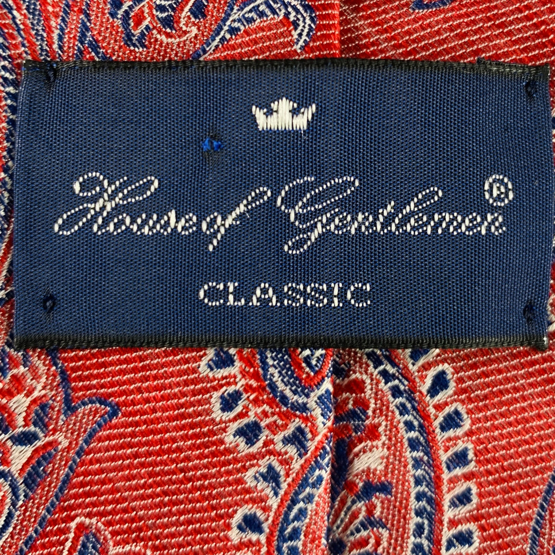HOUSE OF GENTLEMAN Red Blue White Paisley Tie
