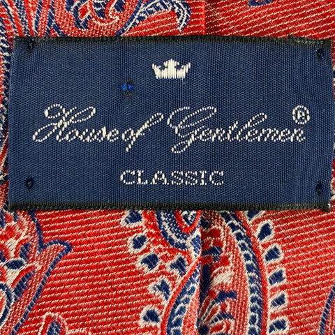 HOUSE OF GENTLEMAN Red Blue White Paisley Tie