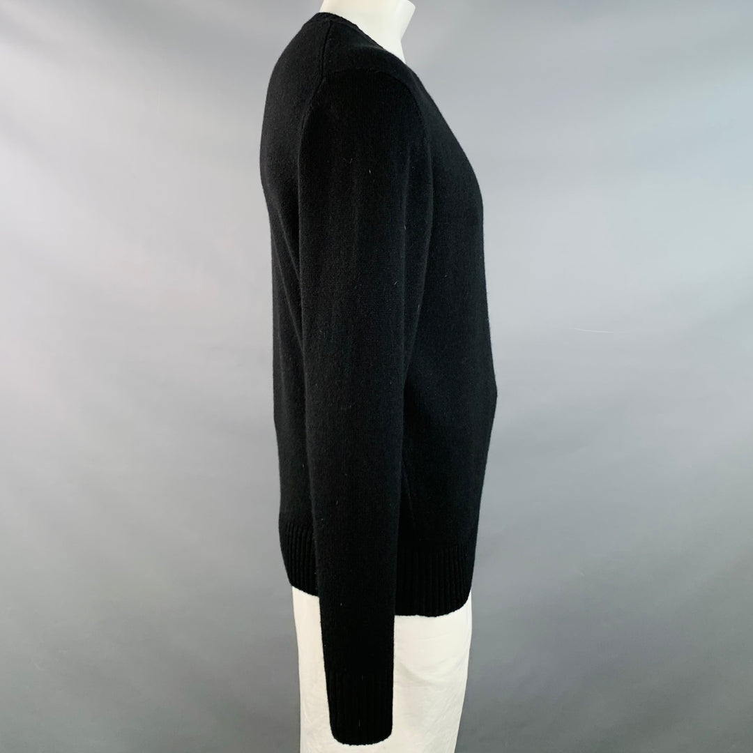 SUITSUPPLY Size XL Black Knit Cashmere Crew Neck Sweater