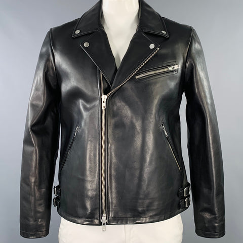 BLDWN Size L Black Leather Motorcycle Jacket