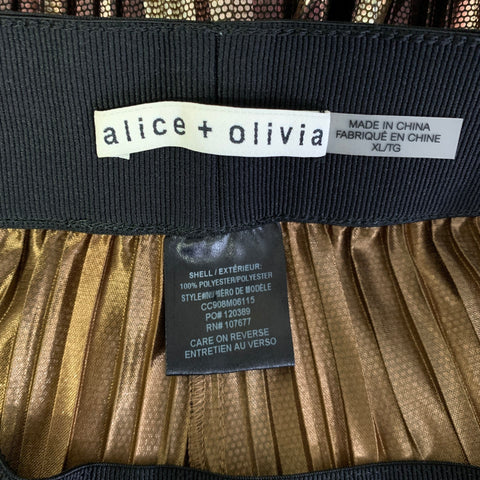 ALICE + OLIVIA Size 34 Black Gold & burgundy Polyester Wide Leg Casual Pants