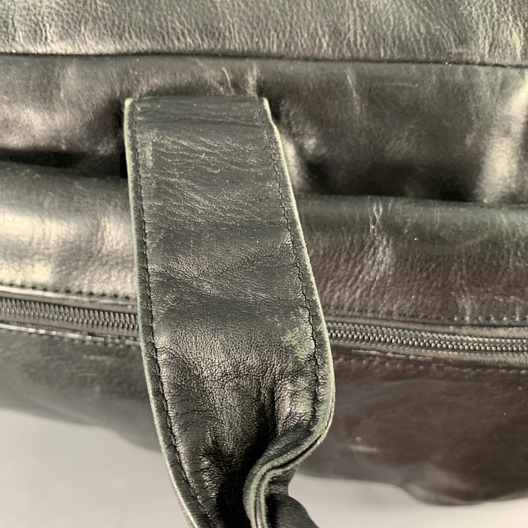 TUMI Black Leather Overnight Bag