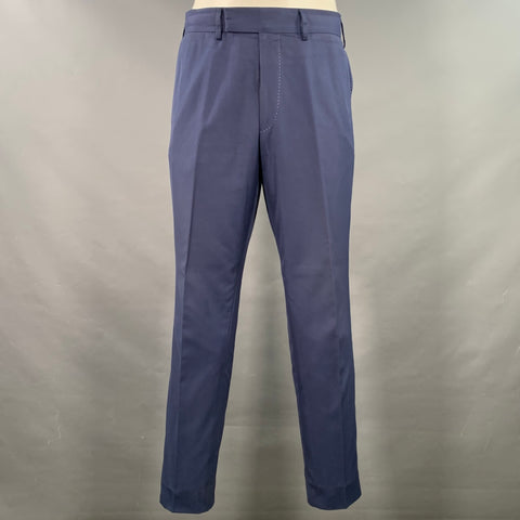 ASTOR & BLACK Size 44 Blue Contrast Stitch Single Breasted Notch Lapel Suit