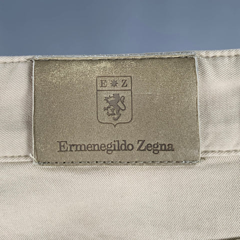 ERMENEGILDO ZEGNA Size 32 Beige Cotton Blend Straight Jeans