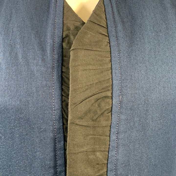 HAIDER ACKERMANN Size 38 Navy Black Cotton Linen Cropped Vest