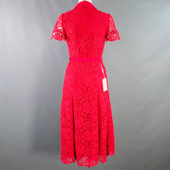 SELF-PORTRAIT AW23 Size 2 Pink Magenta Polyester Blend Lace Shirt Dress