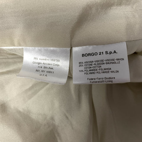 GIORGIO ARMANI Size 2 Cream Cotton Blend Floral Jacket