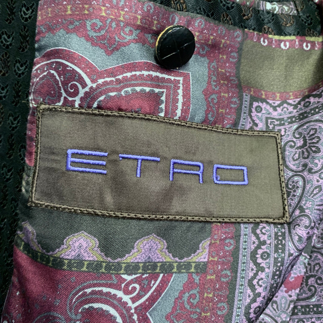 ETRO Size 44 Black Brown Paisley Silk Blend Jacquard Notch Lapel Sport Coat