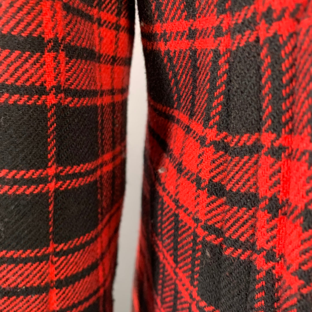 MARC by MARC JACOBS Size M Red Black Wool Blend Plaid Double Breasted Coat