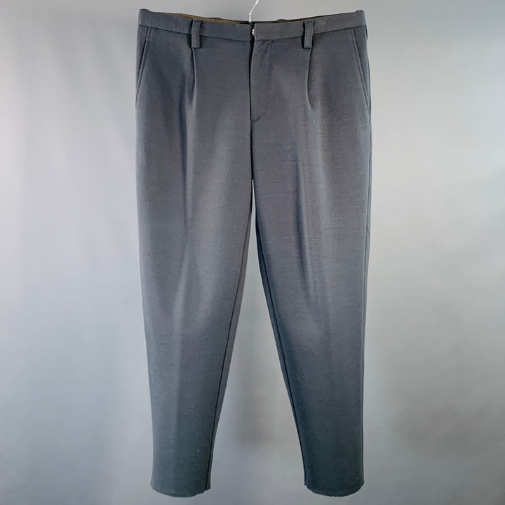 KOLOR Size L Grey Wool Pleated Zip Fly Casual Pants