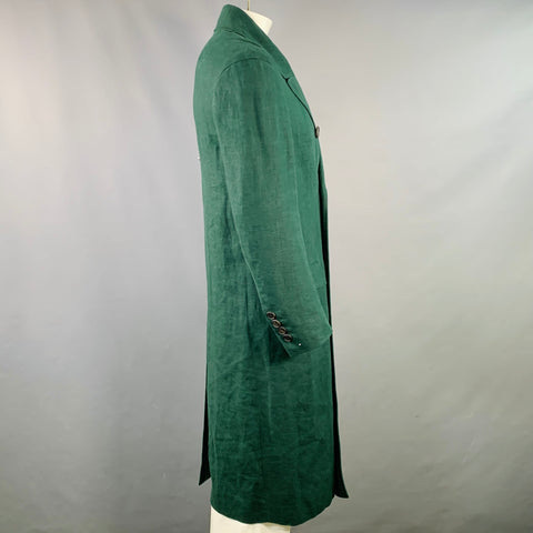 BURBERRY PRORSUM SS15 Size 44 Green Linen Double Breasted Coat