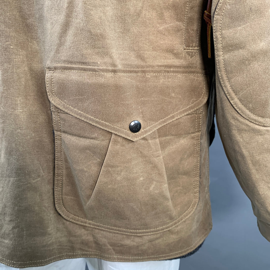 MONITALY Size XL Mountain Parka Tan Taupe Coated Canvas Utility Coat